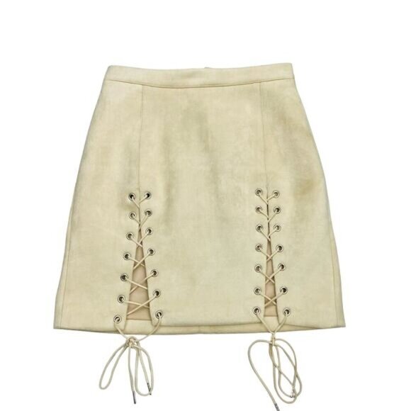 MANIERE DE VOIR Suede Lace-Up Mini Skirt Sz 2 - Picture 4 of 8
